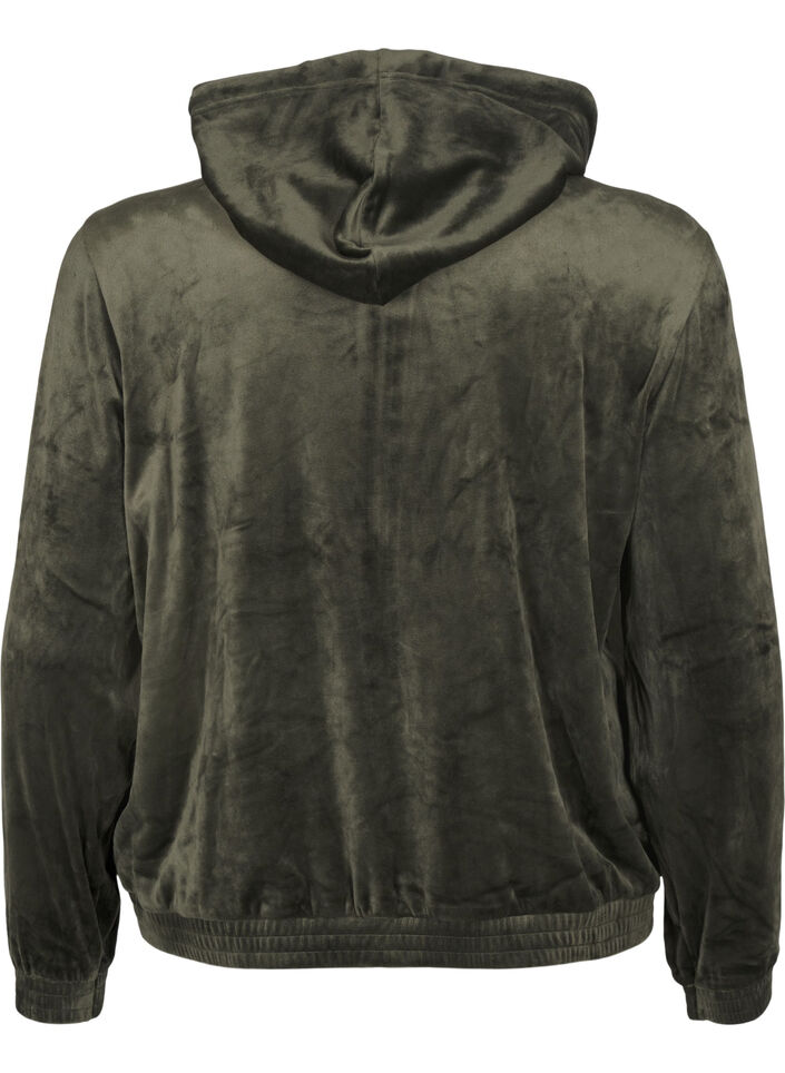Velour cardigan with hood, Rosin, Packshot image number 1