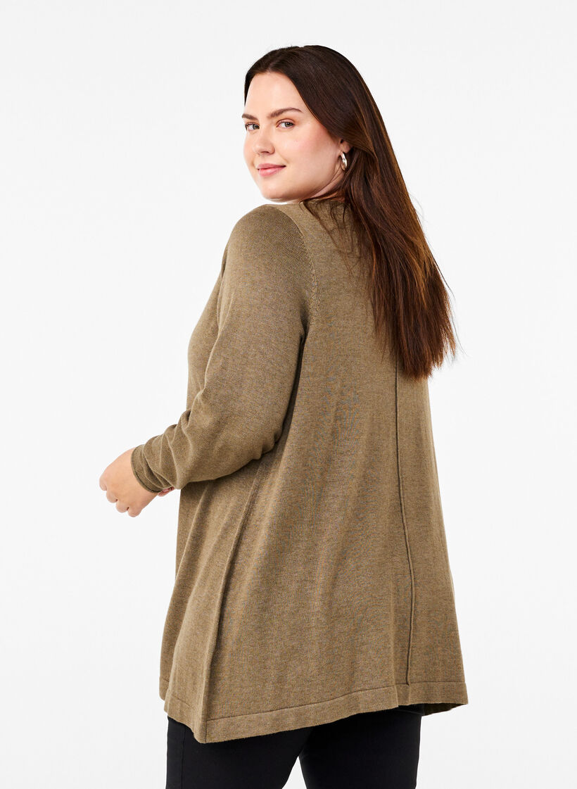 Knitted blouse in cotton-viscose blend, Green, Model image number 2