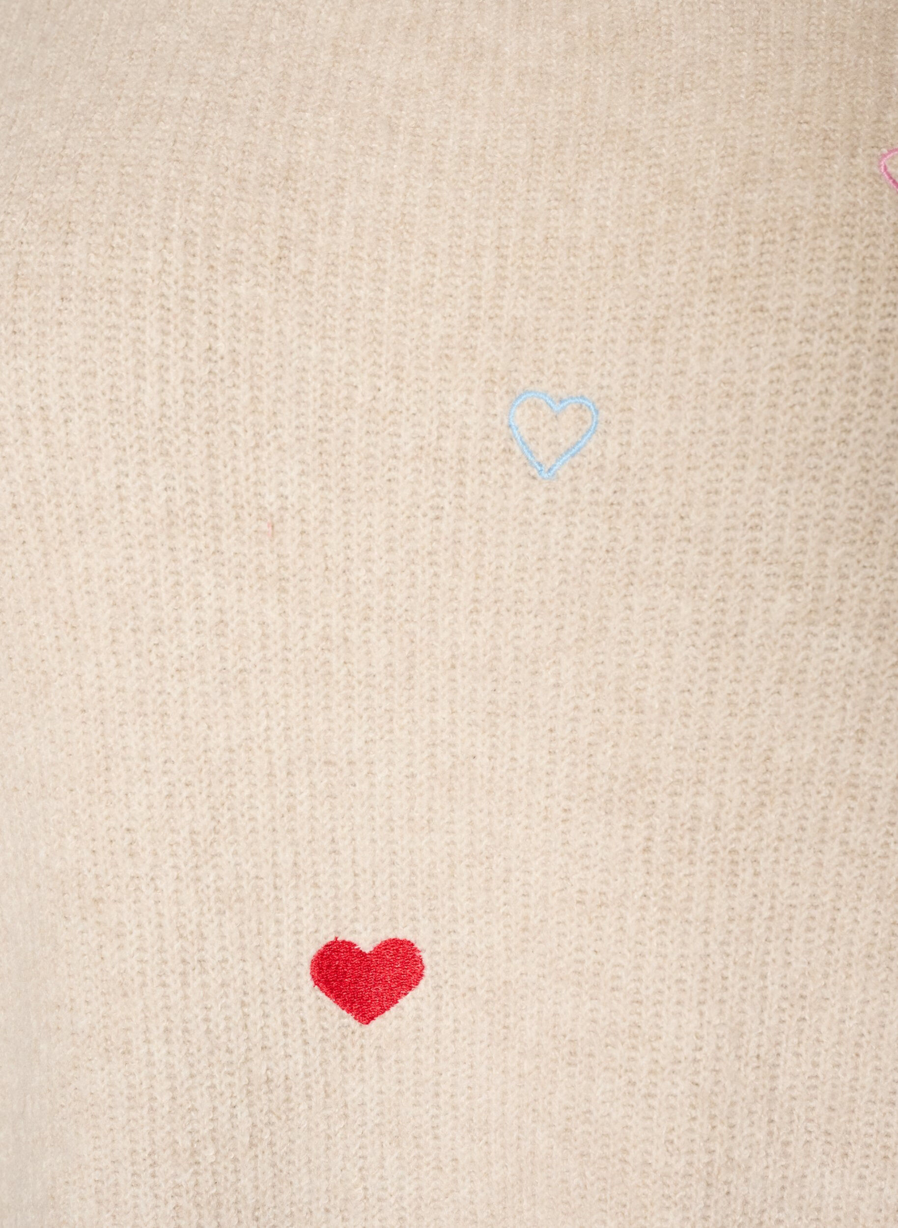 ZizzifashionKnitted blouse with hearts and 3/4 sleeves, Beige, Packshot image number 2