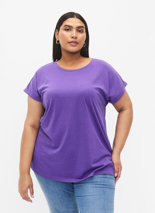 Short sleeved cotton blend t-shirt, ULTRA VIOLET, Model image number 0