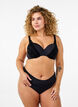 Moulded bra with velvet pattern, Black, Model image number 1
