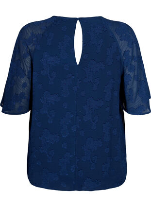 Short-sleeved blouse with structure, Navy Blazer, Packshot image number 1