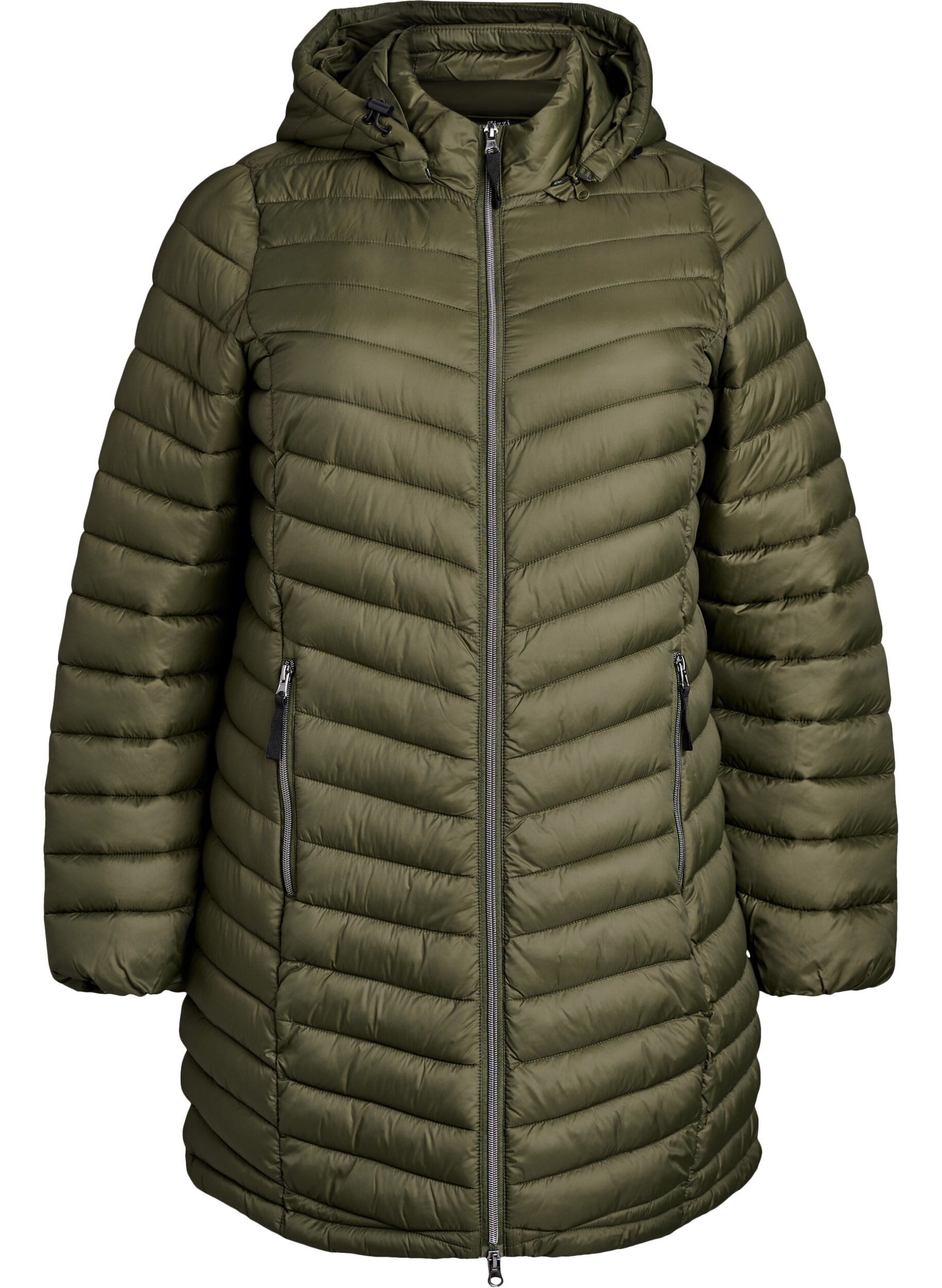 ZizzifashionLightweight jacket with pockets and a detachable hood, Green, Packshot image number 0