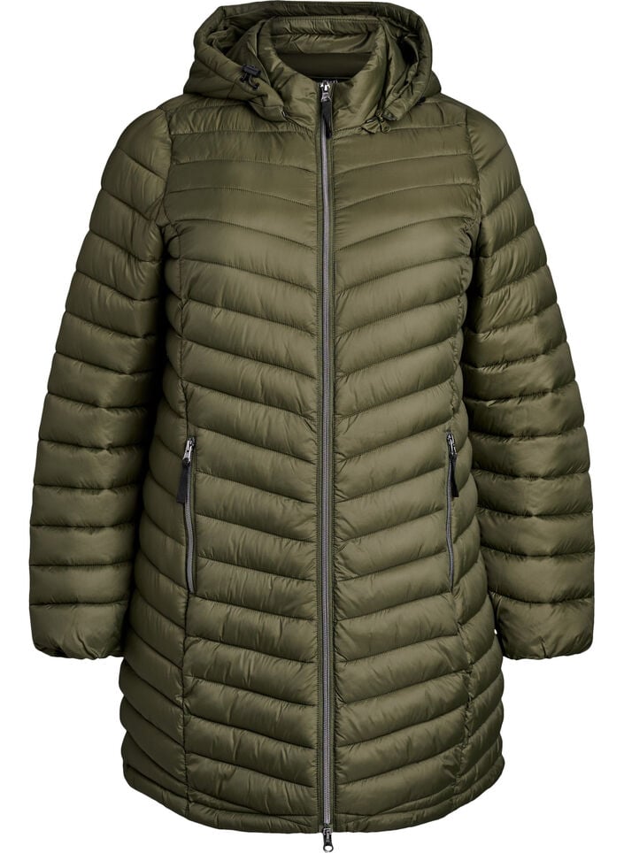 Lightweight jacket with pockets and a detachable hood, Green, Packshot image number 0