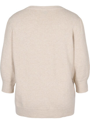 Mottled knitted top with 3/4-length sleeves, Pumice Stone Mel., Packshot image number 1