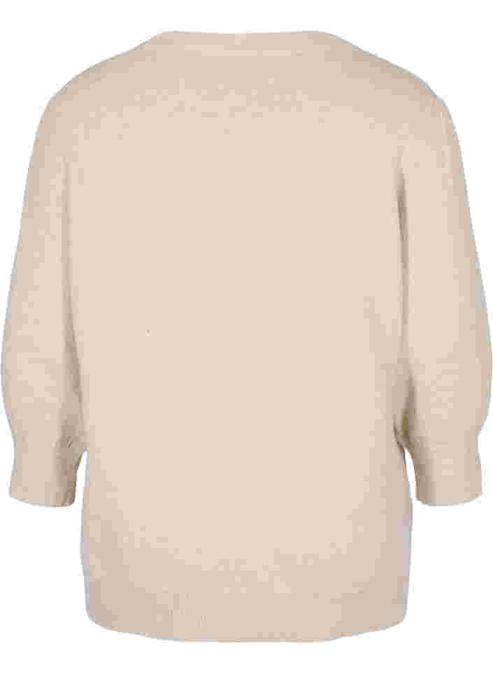 Mottled knitted top with 3/4-length sleeves, Pumice Stone Mel., Packshot image number 1