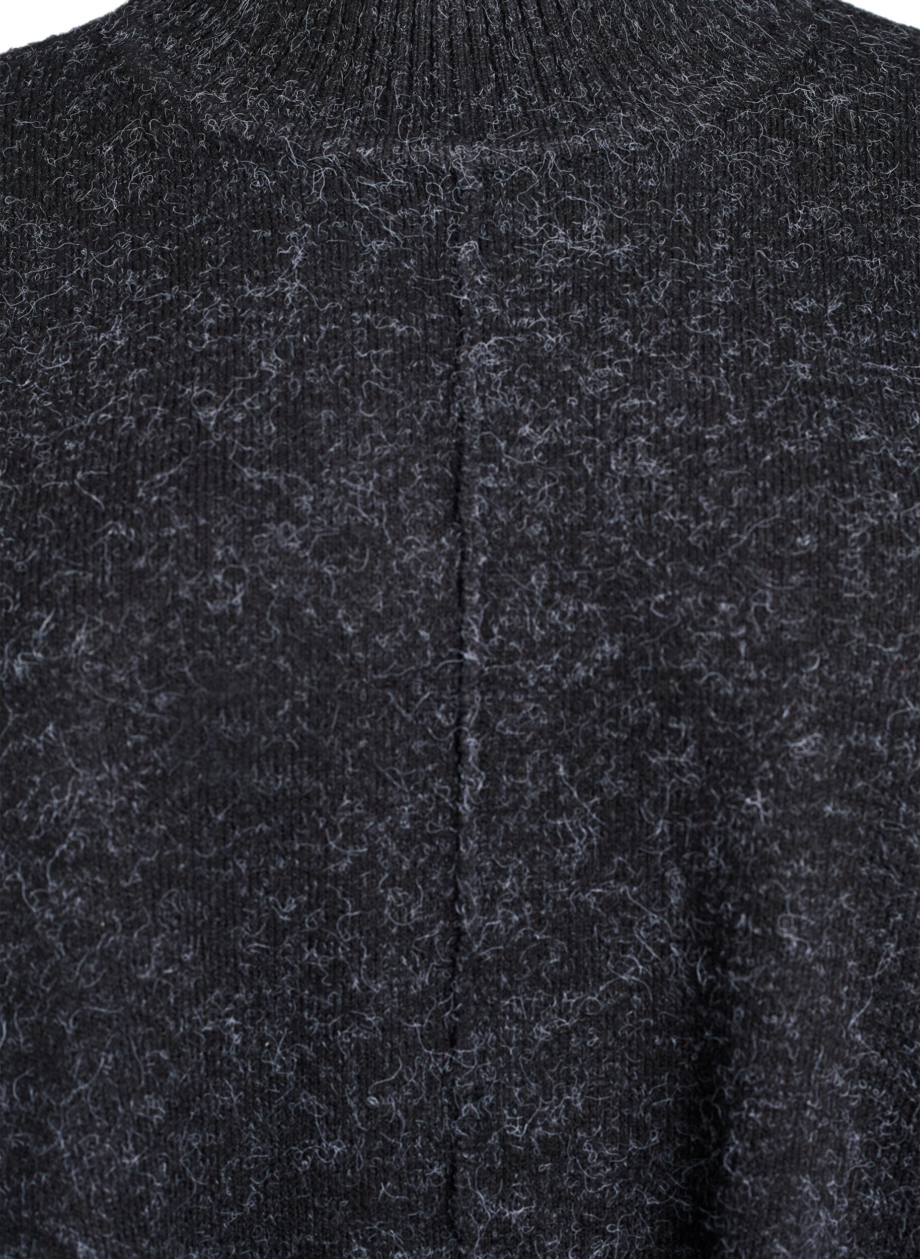 Zizzifashion Poncho with rib details and a round neck, Dark Grey, Packshot image number 2