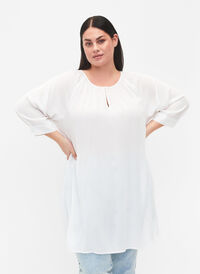 Viscose tunic with 3/4 sleeves, Bright White, Model