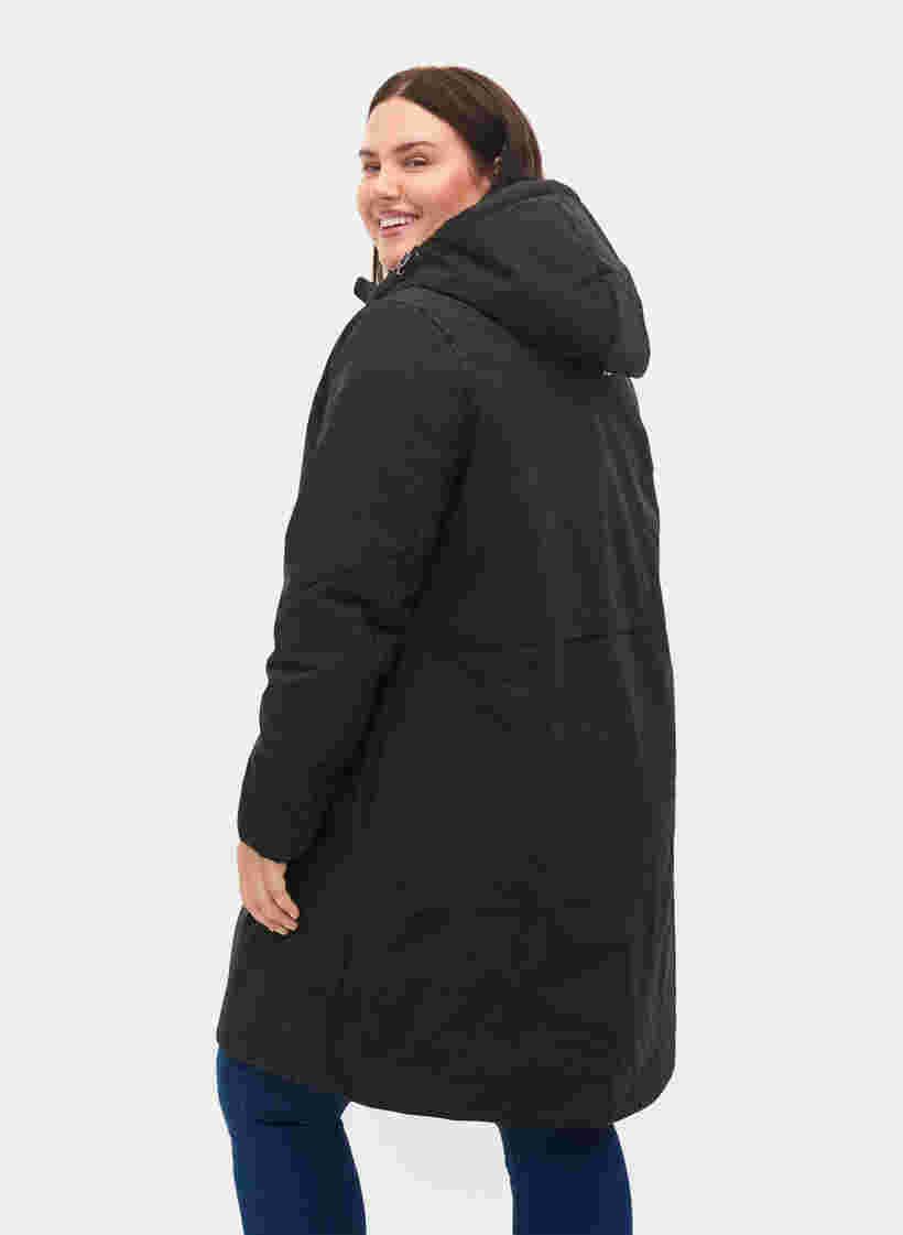 Winter jacket with a drawstring waist, Black, Model image number 1