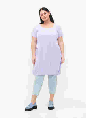 Short-sleeved cotton dress, Lavender, Model image number 2