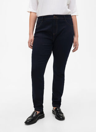Extra slim fit Amy jeans with a high waist, Blue denim, Model image number 2