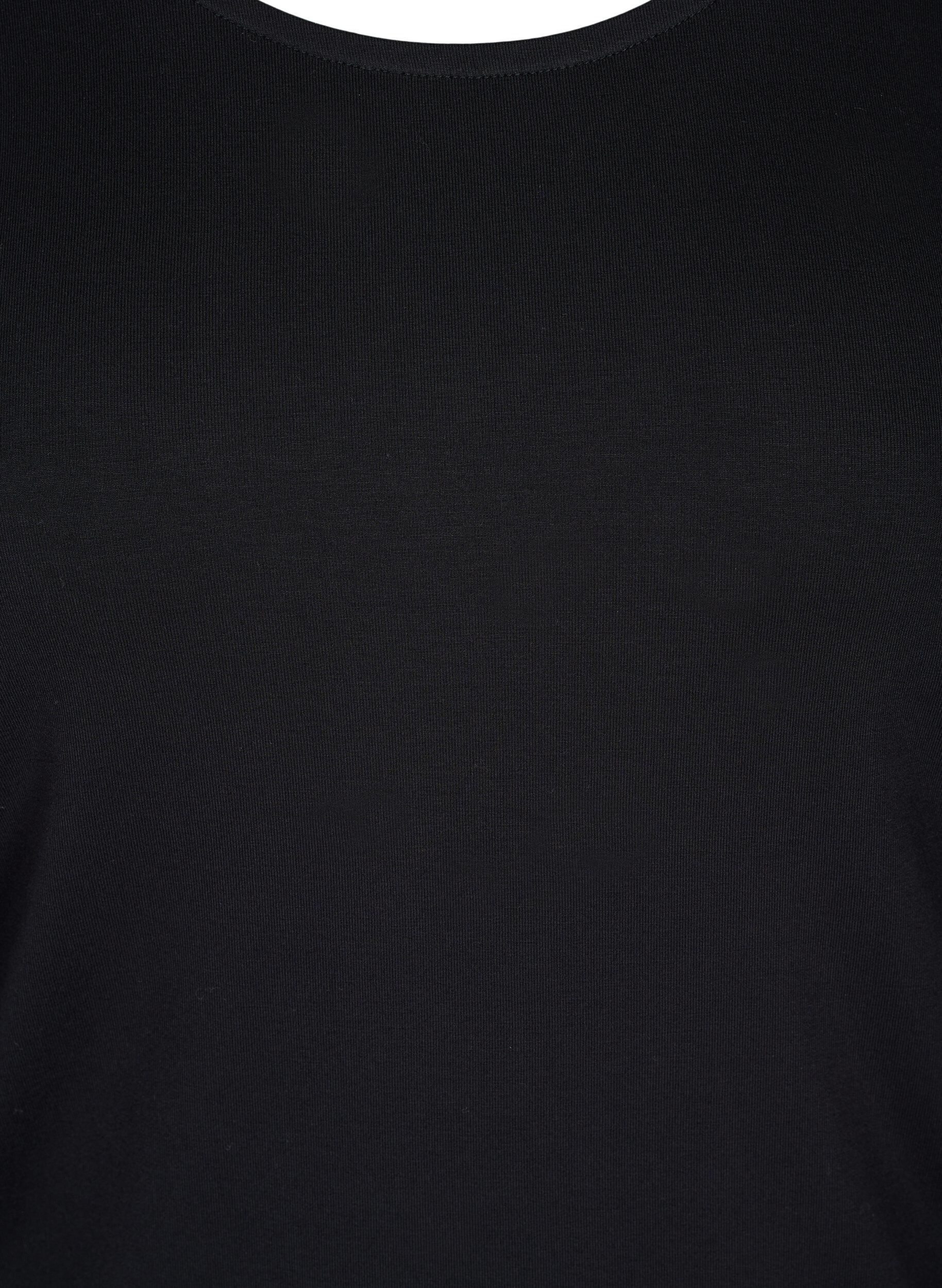 Zizzifashion Plain basic top in cotton, Solid Black, Packshot image number 2