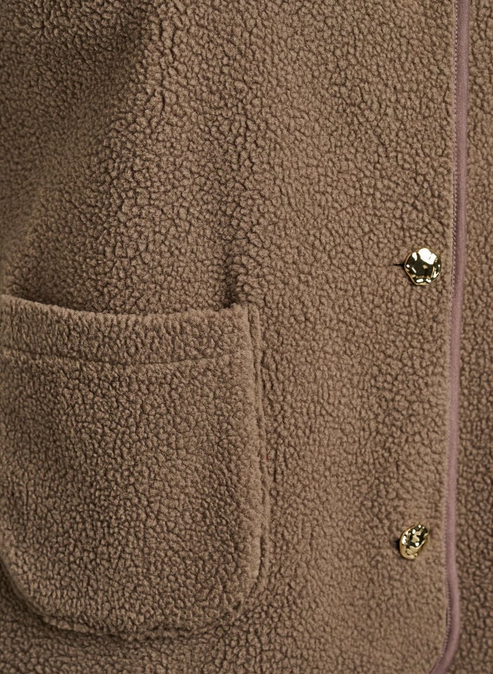 Teddy gilet with buttons and pockets, Brown, Packshot image number 3