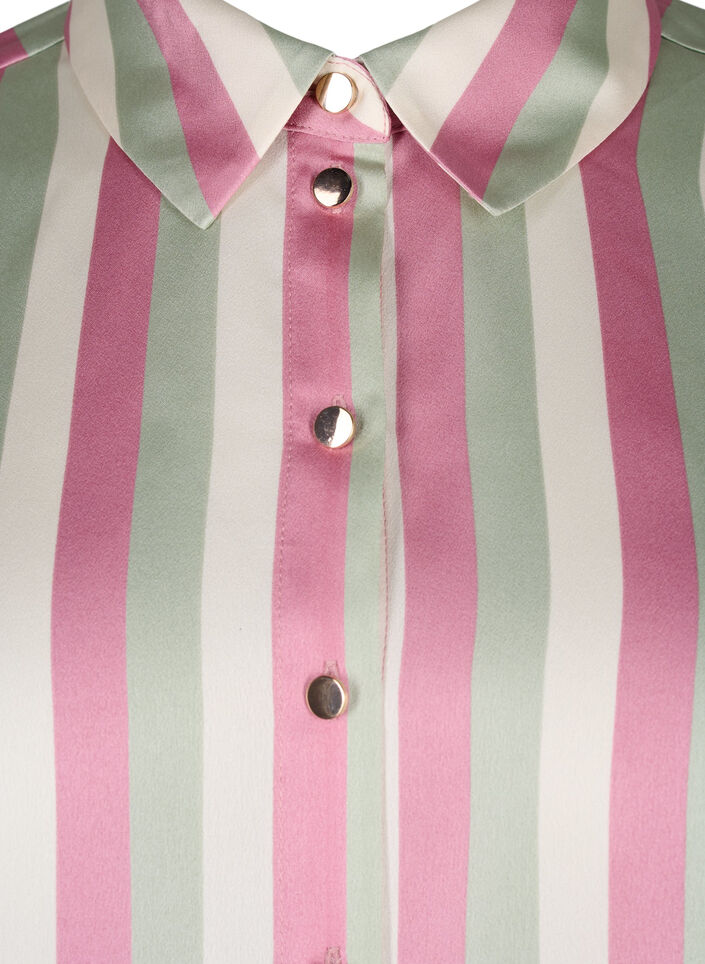 Striped satin shirt with collar, Rose Stripe, Packshot image number 2