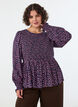 Blouse with smocked top and floral print, Blue, Model image number 2