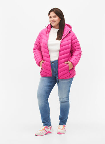 Lightweight jacket with hood, Rose Violet, Model image number 3
