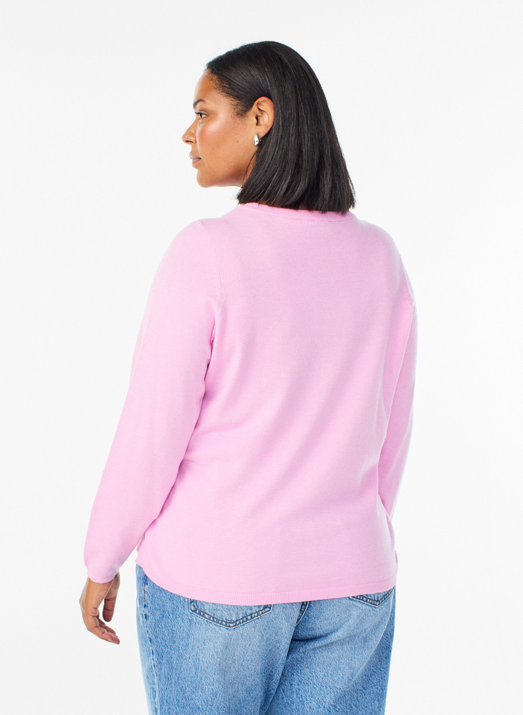 Zizzifashion Cardigan with round buttons, Pink, Model image number 2