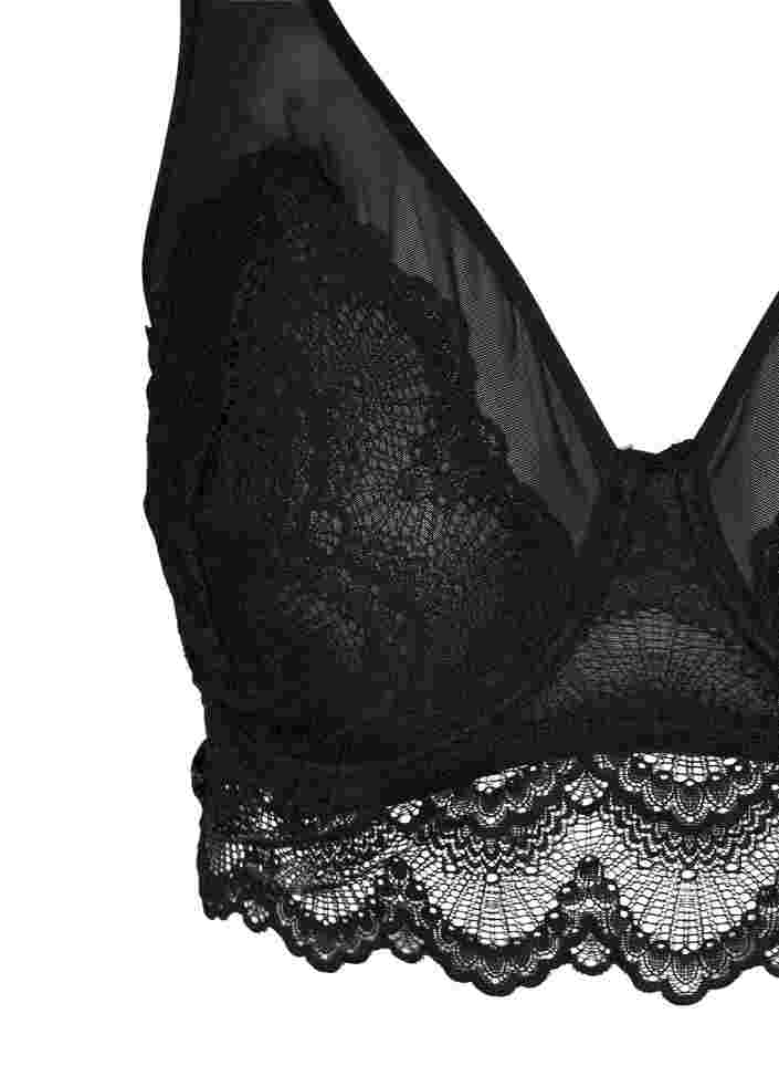 Lace bra with underwire and mesh, Black, Packshot image number 2