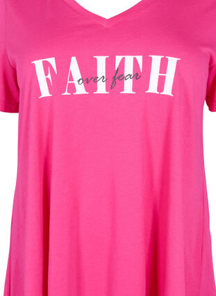Cotton t-shirt with short sleeves, Shocking Pink FAITH, Packshot image number 2