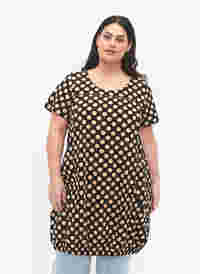 Short-sleeved, printed cotton dress, Dot AOP, Model