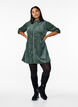Velvet dress with zipper and 3/4 sleeves, Green, Model image number 1