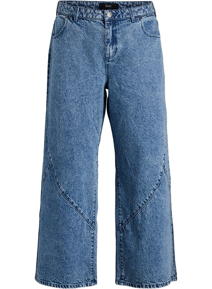 Wide fit jeans with seam details, Light Blue, Packshot image number 0
