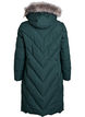 Long winter coat with hook fastenings and a faux fur collar, Green, Packshot image number 1