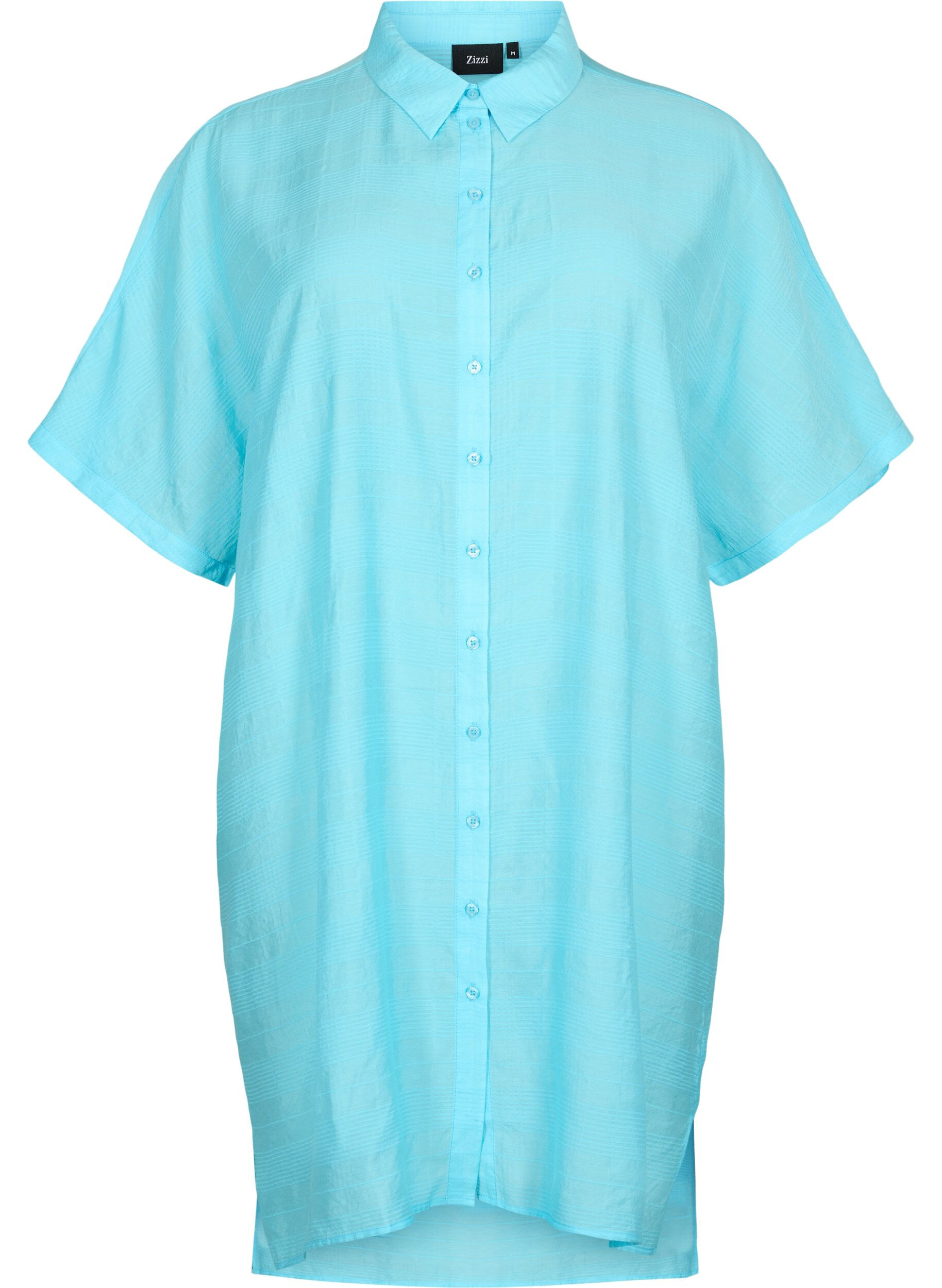 Zizzifashion Long shirt in viscose with texture, Bachelor Button, Packshot image number 0