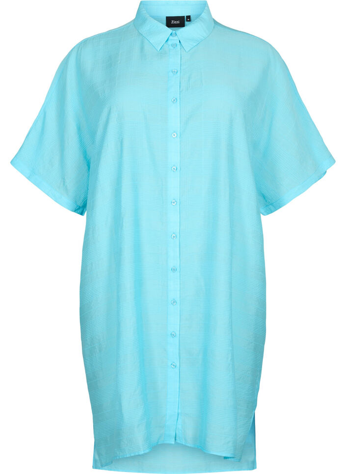 Long shirt in viscose with texture, Bachelor Button, Packshot image number 0