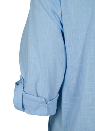 Cotton shirt blouse with v-neck, Serenity, Packshot image number 3
