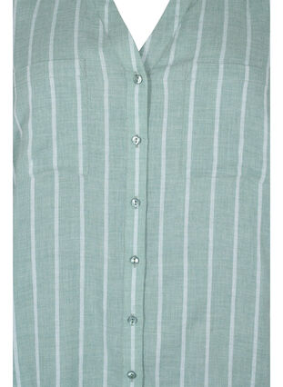 Striped v-neck shirt, Balsam Green Stripe, Packshot image number 2