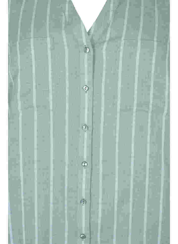 Striped v-neck shirt, Balsam Green Stripe, Packshot image number 2