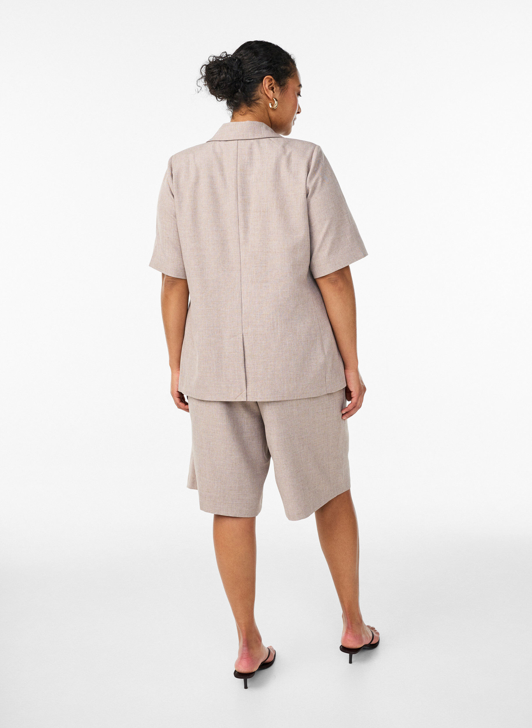 ZizzifashionLoose high-waisted Bermuda shorts, Brown, Model image number 1