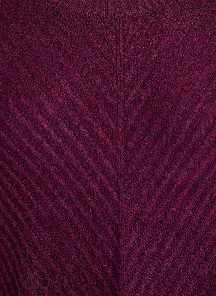 Short knitted dress with a V-shaped textured pattern, Purple, Packshot image number 2