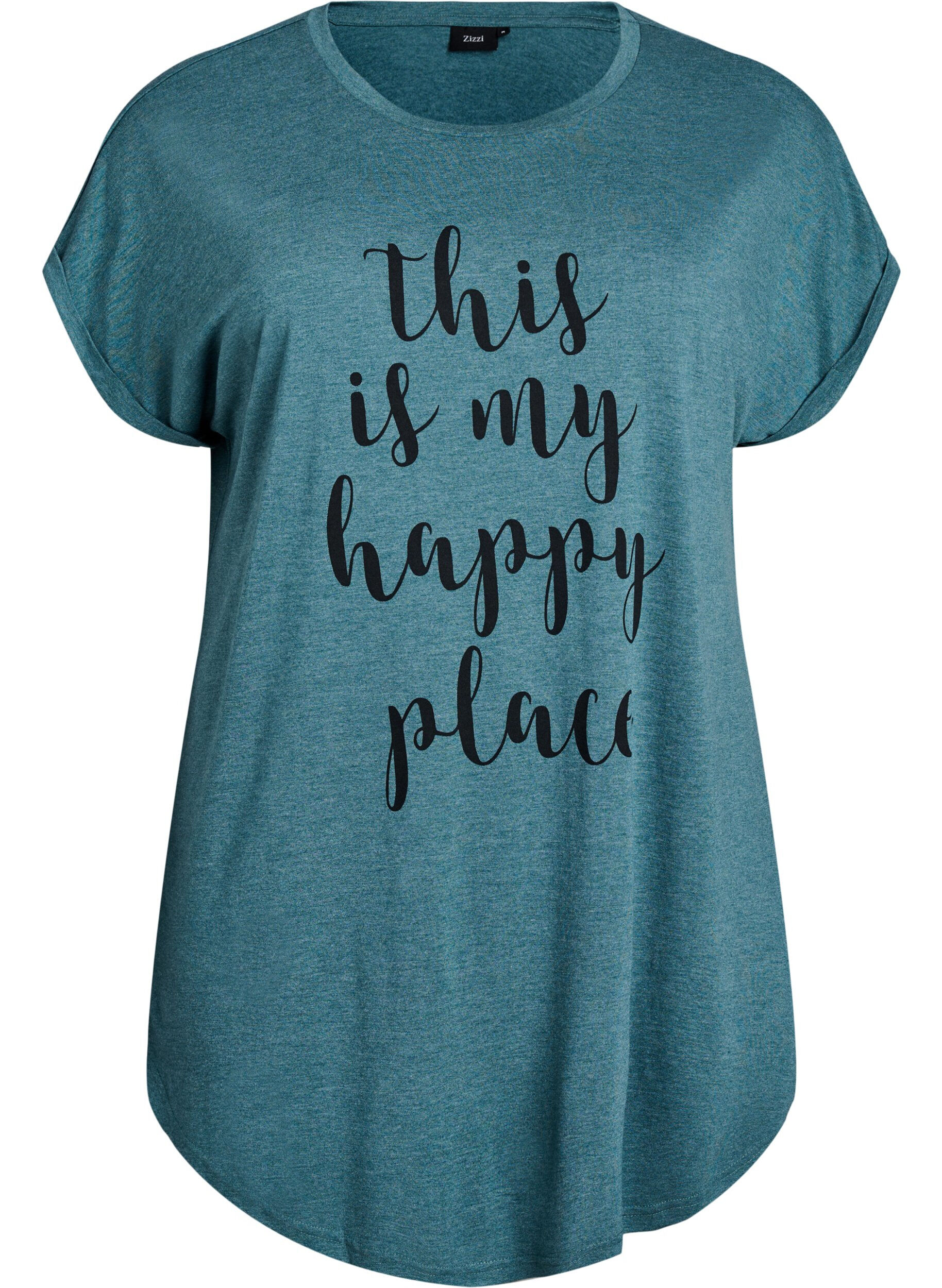 ZizzifashionShort sleeve nightgown with text print, Green, Packshot image number 0