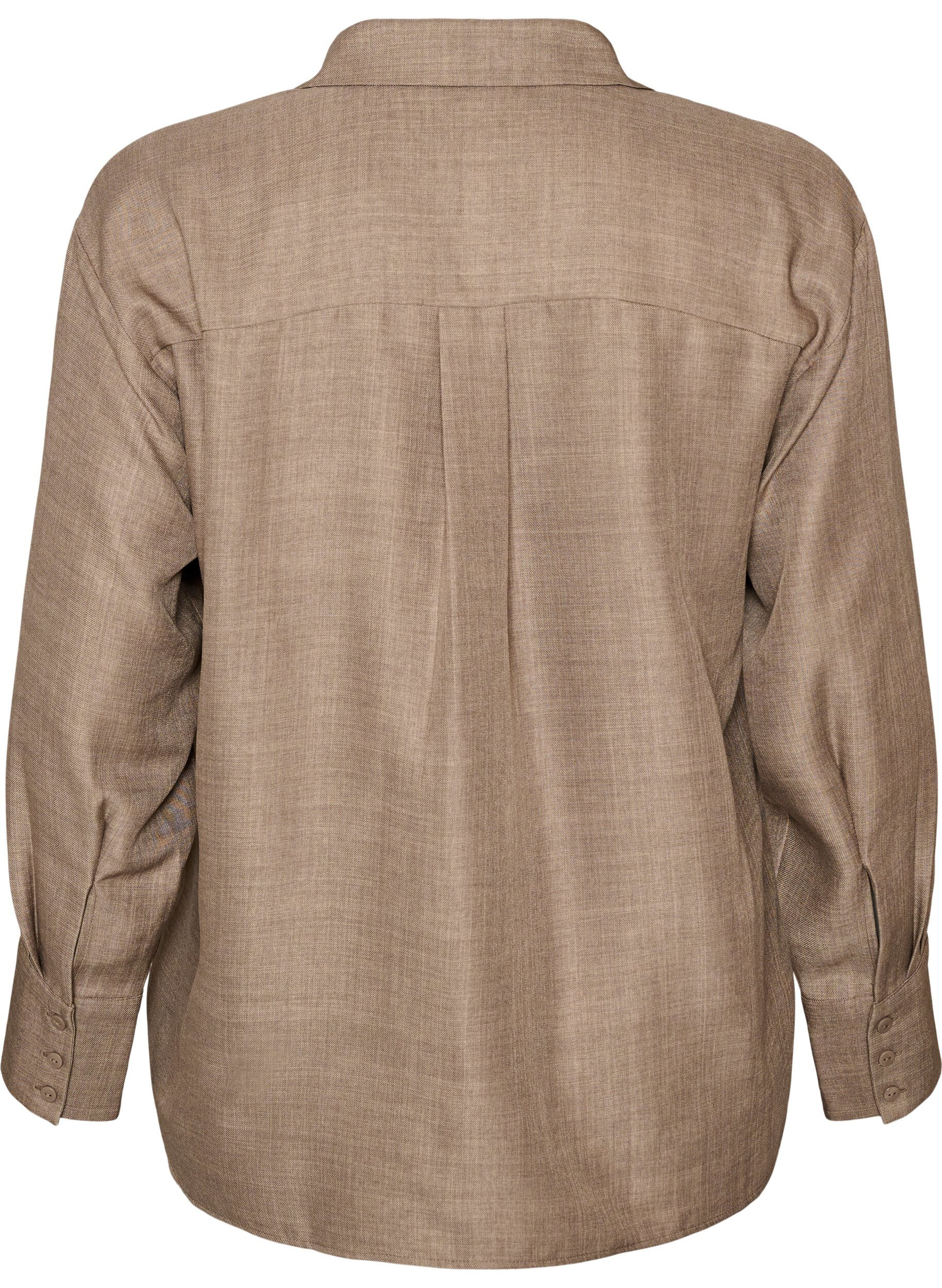 ZizzifashionLoose shirt with V-neck, Brown, Packshot image number 1