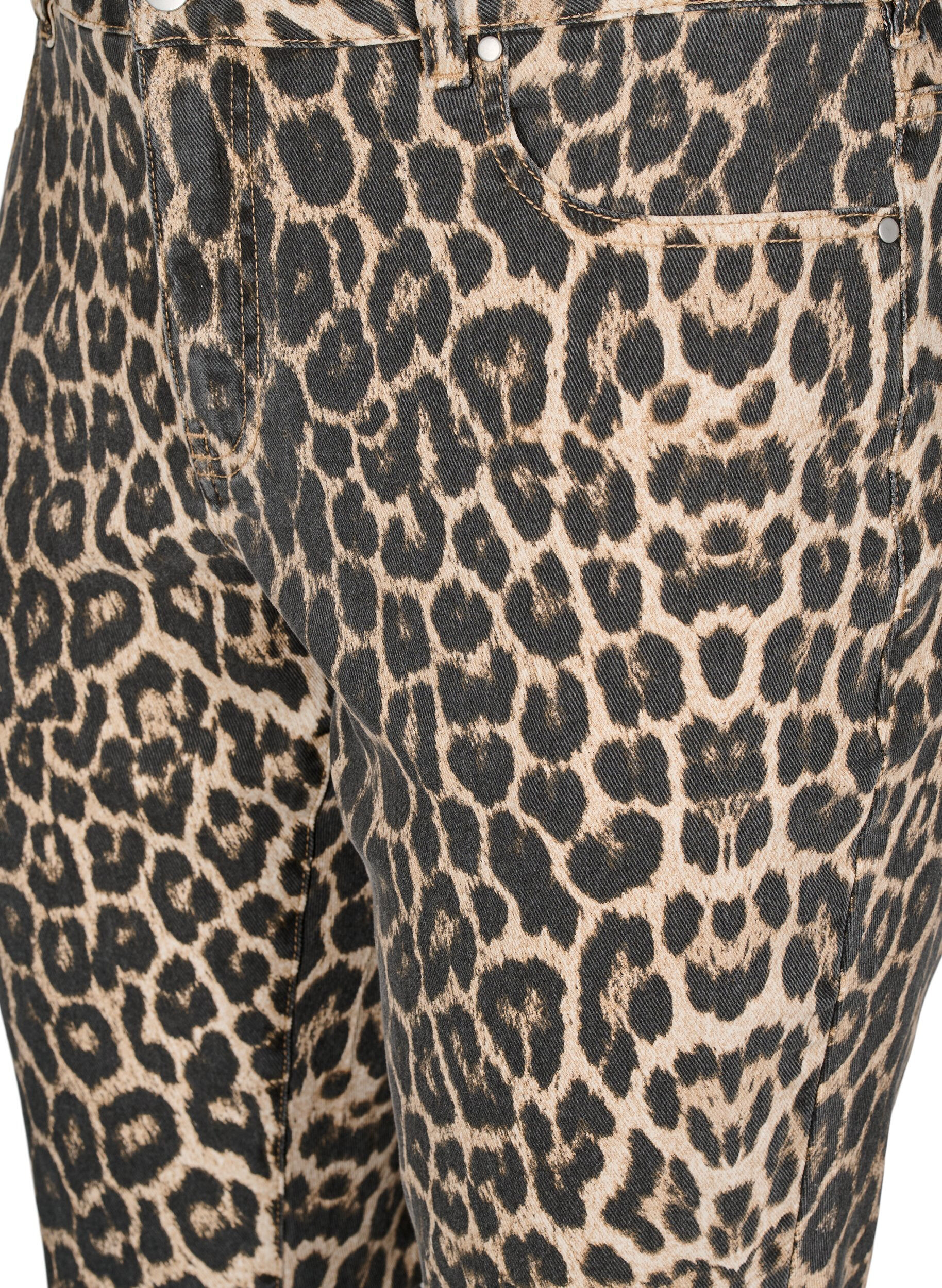 Zizzifashion Emily jeans with leopard print, Brown, Packshot image number 2