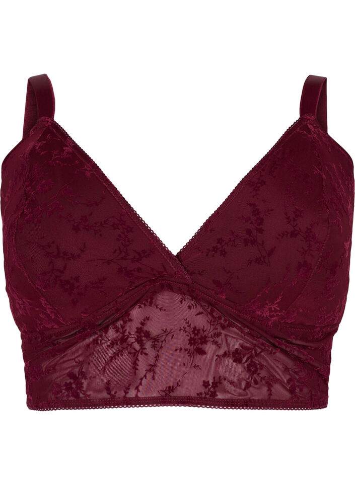 Light padded lace bra, Bordeaux Ass, Packshot image number 0