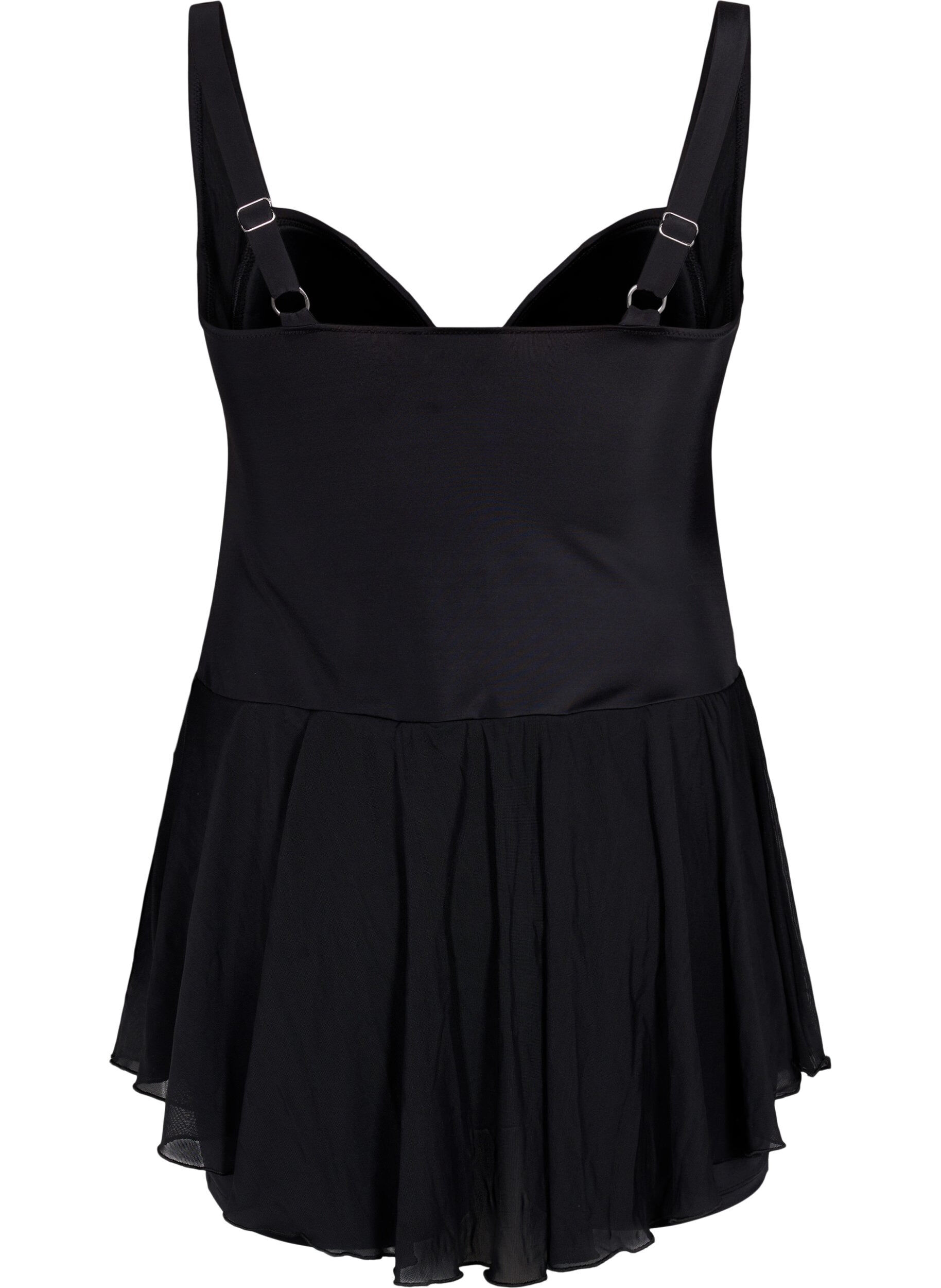 Zizzifashion Swim dress with skirt and inner shorts, Black, Packshot image number 1