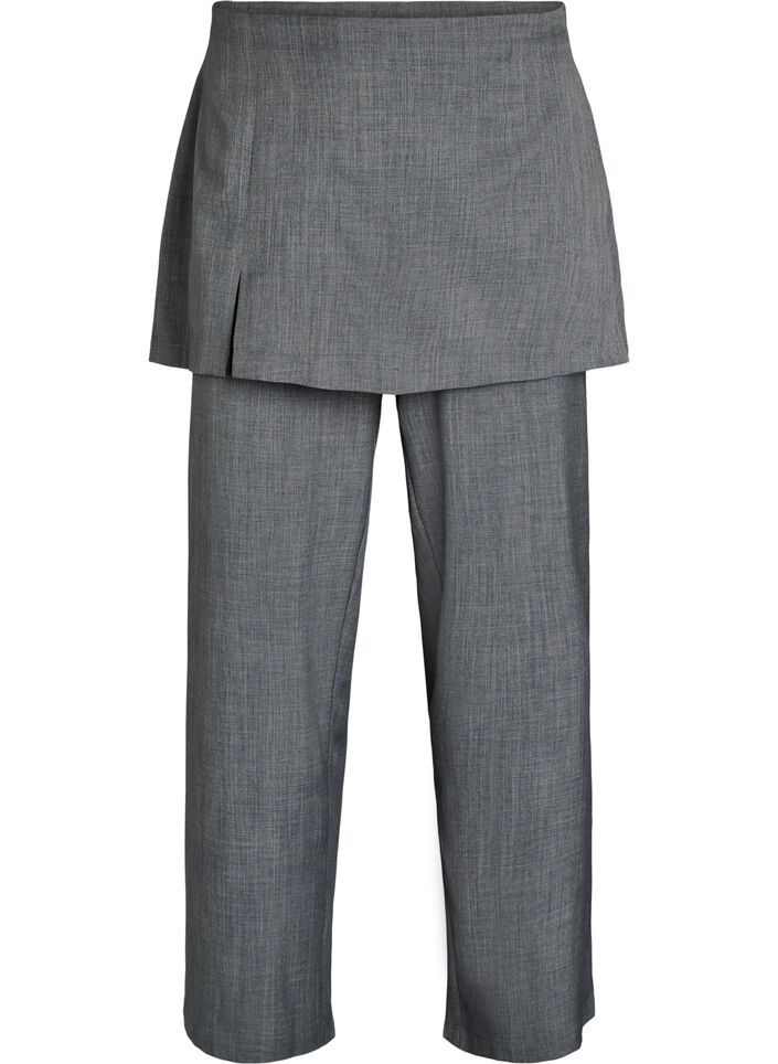 Straight fit trousers with skirt, Dark Grey, Packshot image number 0
