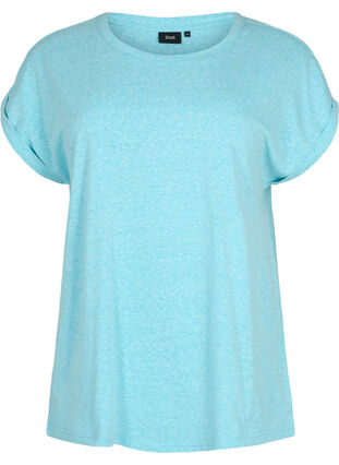 Melange t-shirt with short sleeves, Blue Atoll Mél, Packshot image number 0