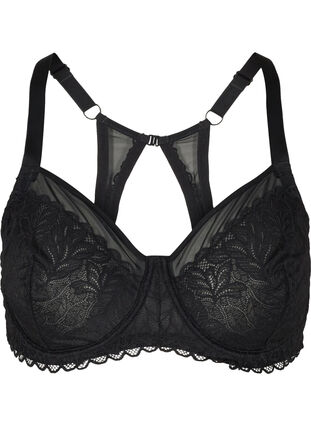 Figa underwire lace bra with back detail, Black, Packshot image number 0