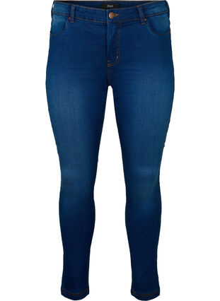 Slim fit Emily jeans with normal waist, Blue denim, Packshot image number 0