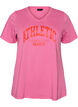 Organic cotton T-shirt with a varsity print and V-neck, Rose, Packshot image number 0