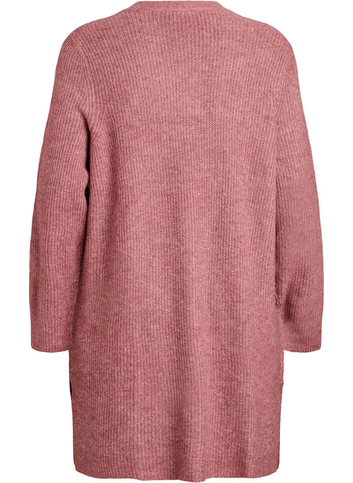FLASH - Long ribbed cardigan with an open front, Rose, Packshot image number 1