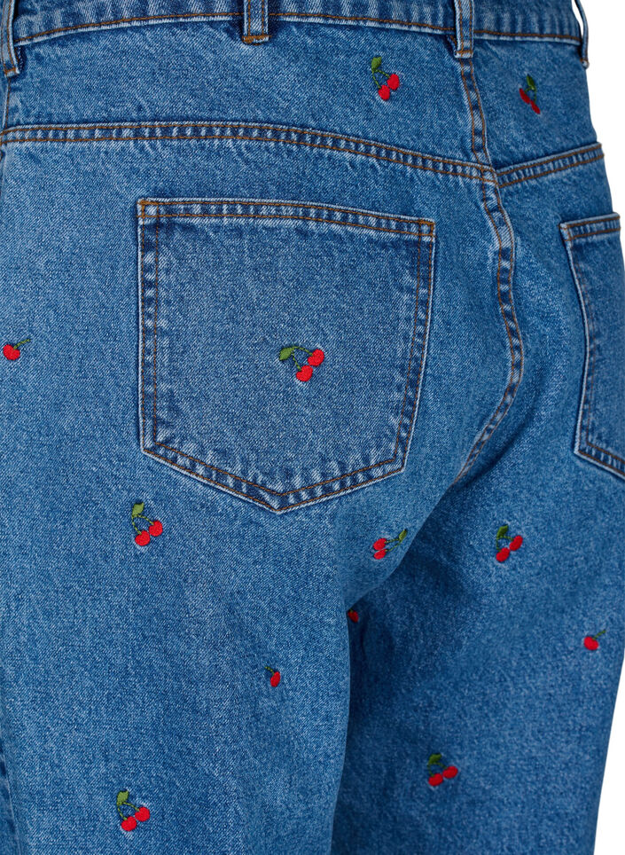 Mille mom fit jeans with embroidery, Light Blue, Packshot image number 3