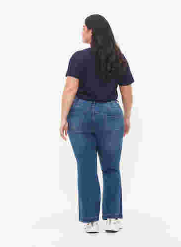 High waisted Ellen jeans with bootcut, Blue denim, Model image number 1