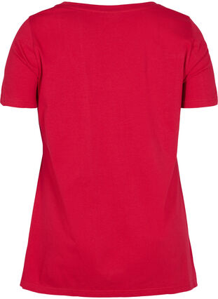 Short-sleeved cotton t-shirt with a-line, Tango Red ENOUGH, Packshot image number 1