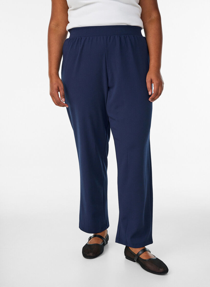 Trousers with straight fit, Blue, Model image number 3