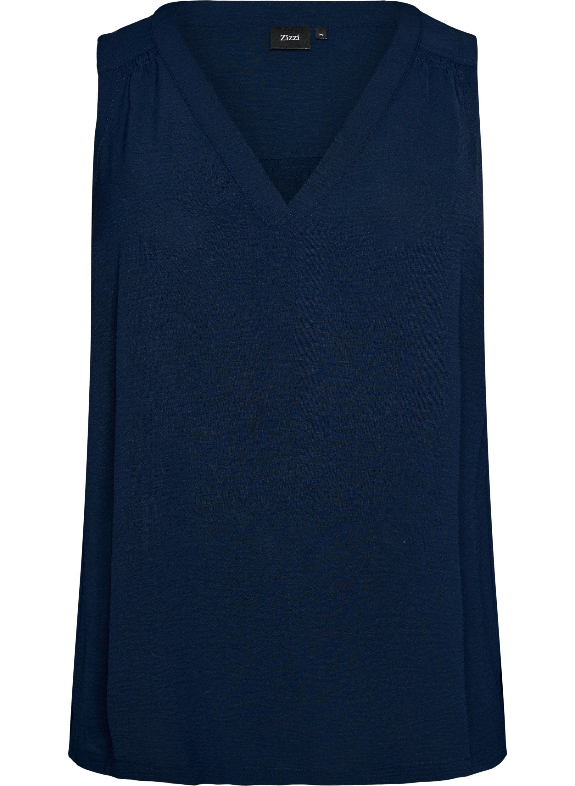 ZizzifashionSleeveless top with wrinkle details, Blue, Packshot image number 0